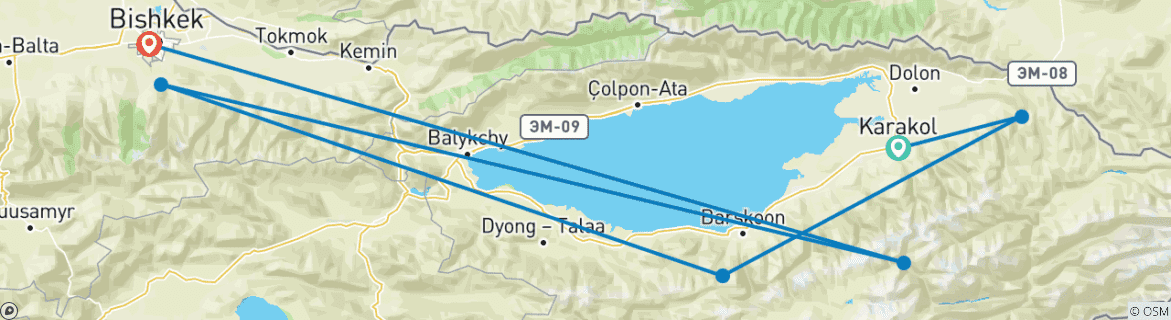 Image d'une carte montrant l'itinéraire du circuit