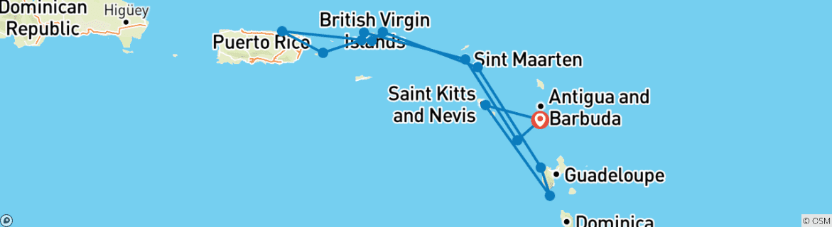 Image d'une carte montrant l'itinéraire du circuit