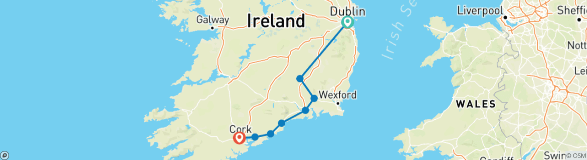 Image d'une carte montrant l'itinéraire du circuit