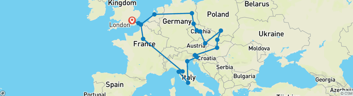 Image d'une carte montrant l'itinéraire du circuit