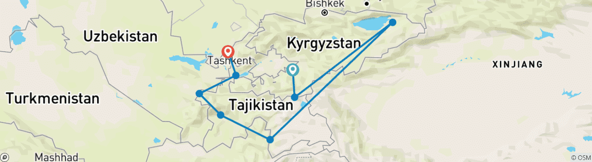 Karte mit der Reiseroute