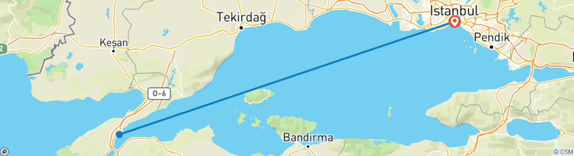 Karte mit der Reiseroute