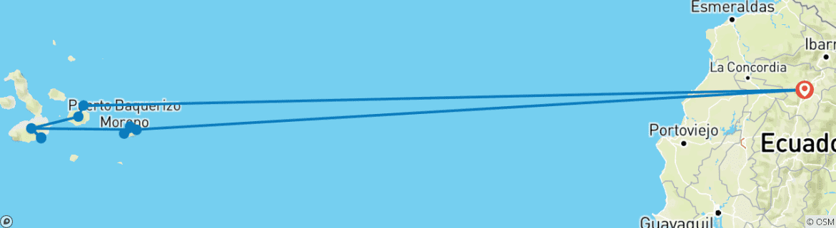 Karte mit der Reiseroute