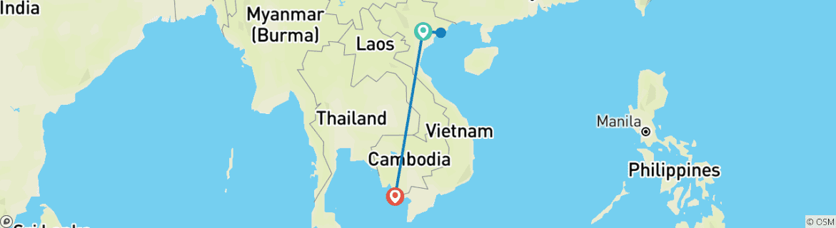 Foto van een kaart met de route van de rondreis