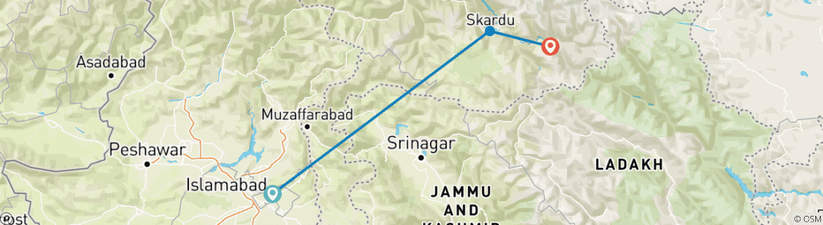 Image d'une carte montrant l'itinéraire du circuit