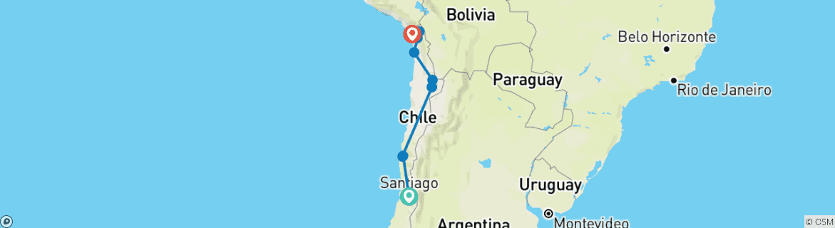 Karte mit der Reiseroute