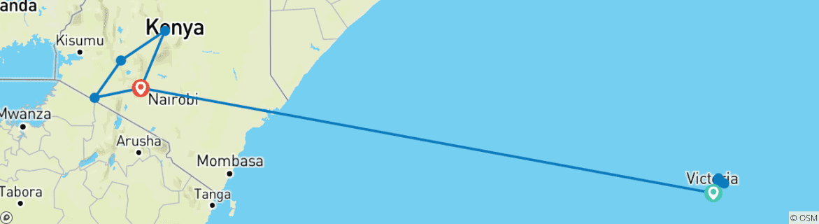 Karte mit der Reiseroute