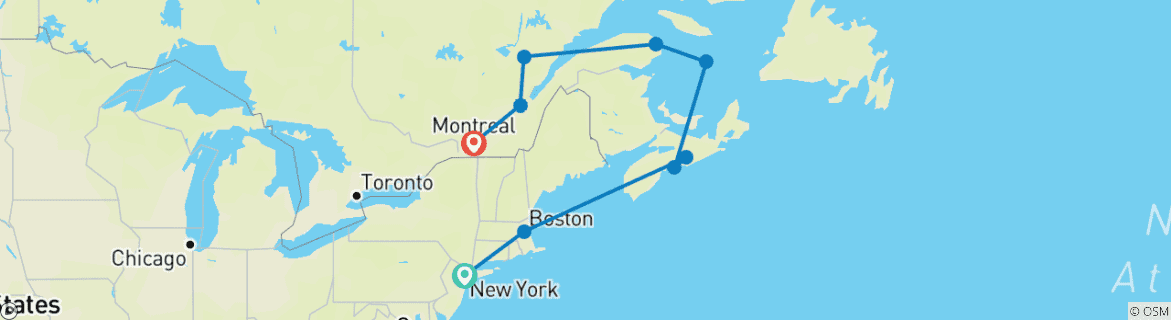 Karte mit der Reiseroute