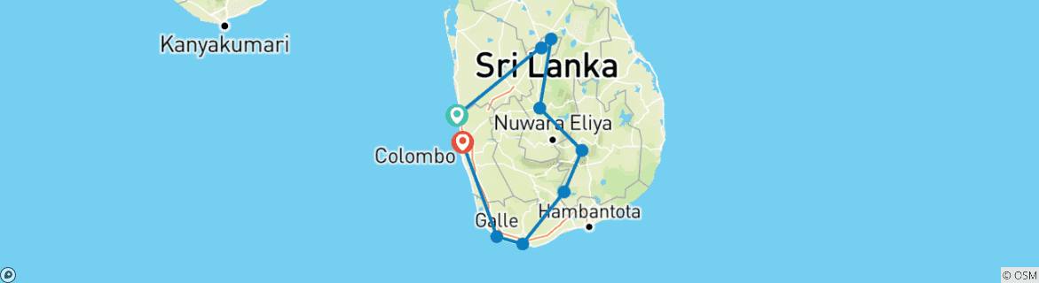 Image d'une carte montrant l'itinéraire du circuit