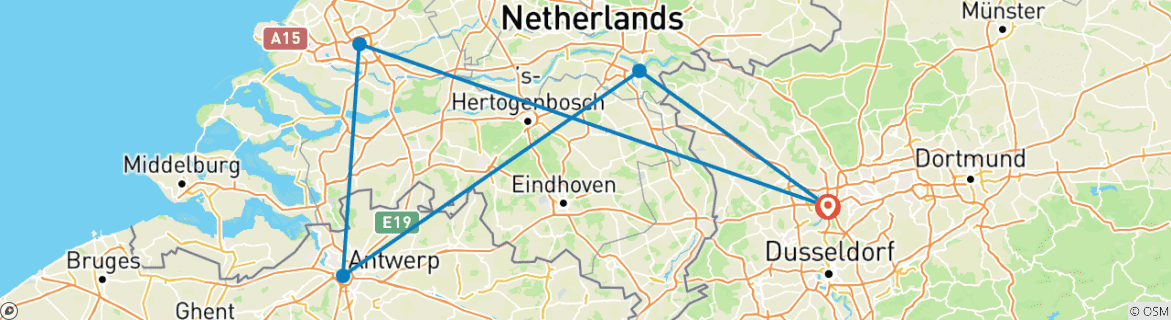 Image d'une carte montrant l'itinéraire du circuit