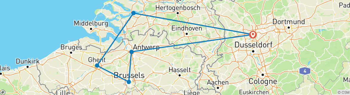 Image d'une carte montrant l'itinéraire du circuit