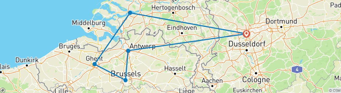 Image d'une carte montrant l'itinéraire du circuit