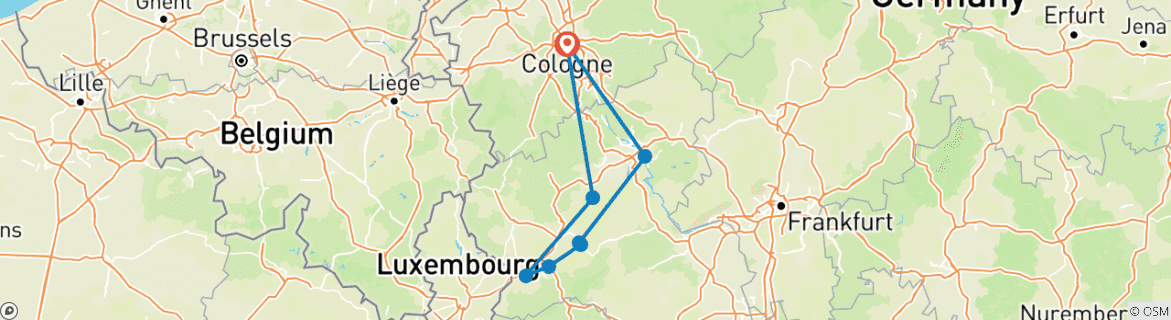 Image d'une carte montrant l'itinéraire du circuit