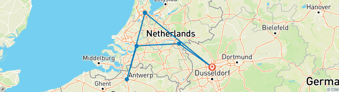 Image d'une carte montrant l'itinéraire du circuit