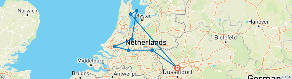 Image d'une carte montrant l'itinéraire du circuit