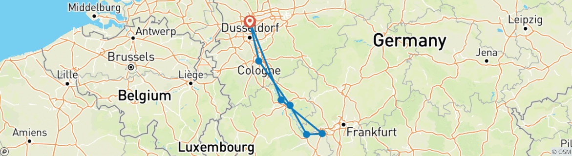 Image d'une carte montrant l'itinéraire du circuit