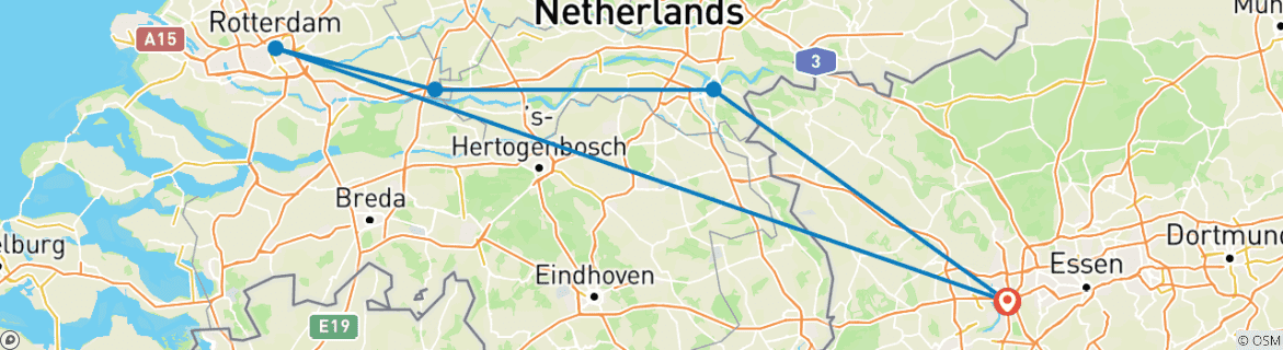 Image d'une carte montrant l'itinéraire du circuit