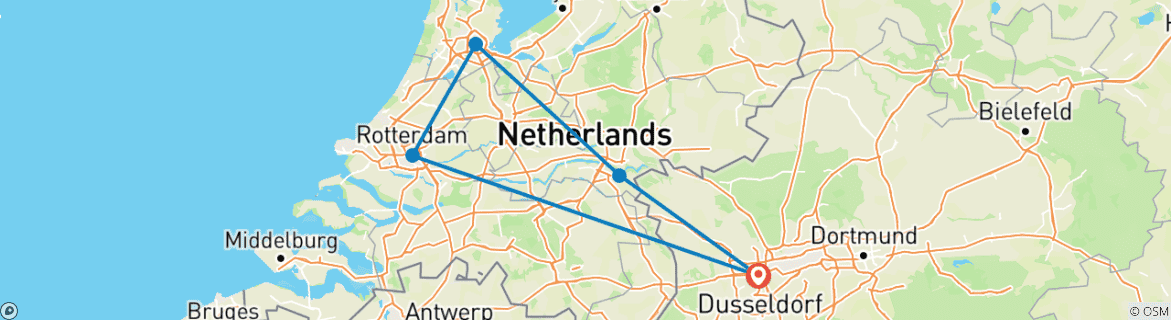 Image d'une carte montrant l'itinéraire du circuit