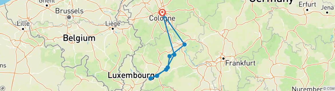 Image d'une carte montrant l'itinéraire du circuit