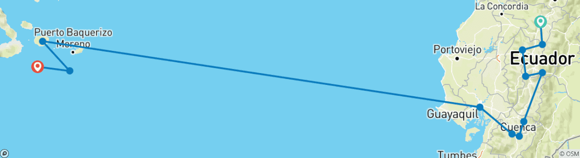 Karte mit der Reiseroute