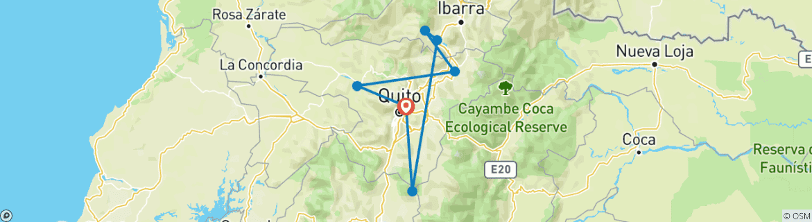 Karte mit der Reiseroute