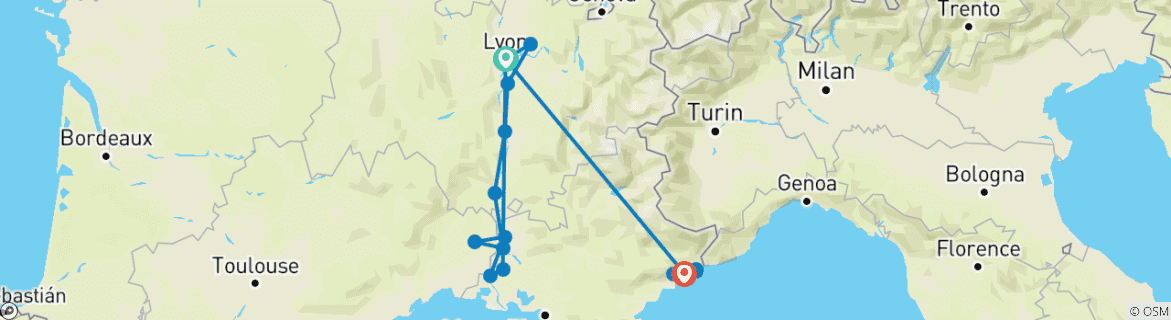 Karte mit der Reiseroute