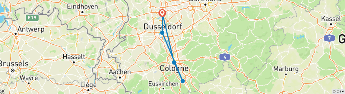 Image d'une carte montrant l'itinéraire du circuit