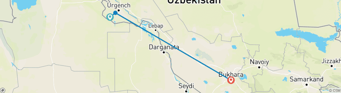 Karte mit der Reiseroute