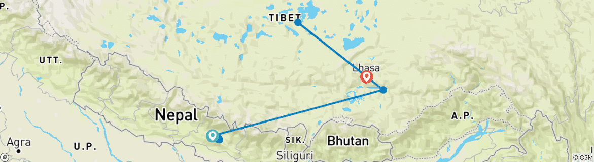 Image d'une carte montrant l'itinéraire du circuit