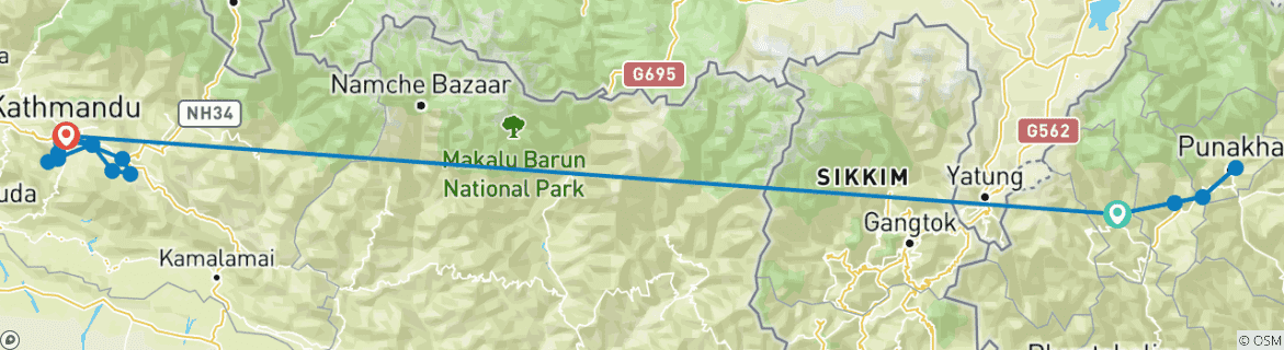 Image d'une carte montrant l'itinéraire du circuit