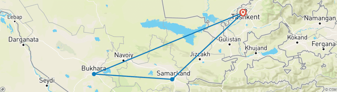 Image d'une carte montrant l'itinéraire du circuit