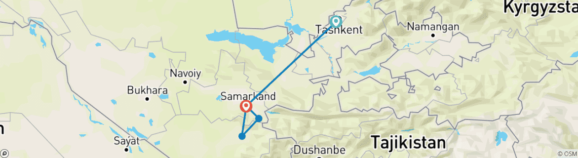 Image d'une carte montrant l'itinéraire du circuit