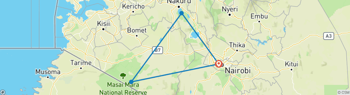 Foto van een kaart met de route van de rondreis