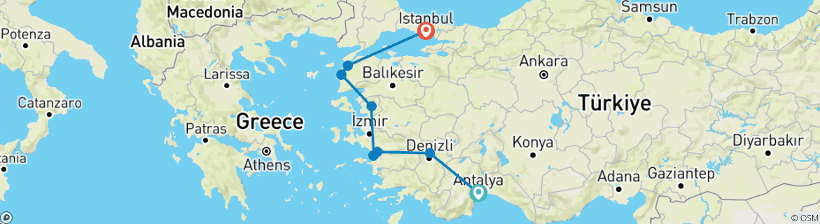 Image d'une carte montrant l'itinéraire du circuit