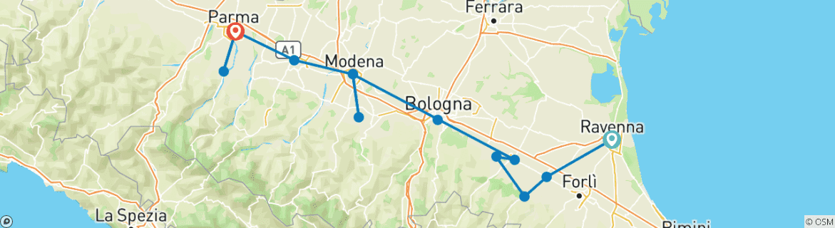 Karte mit der Reiseroute