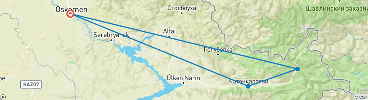 Foto van een kaart met de route van de rondreis