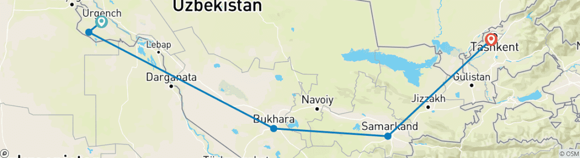 Image d'une carte montrant l'itinéraire du circuit