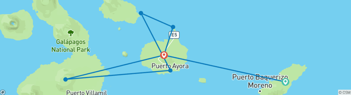 Mapa de Inselhopping Galápagos XL, 14 Tage