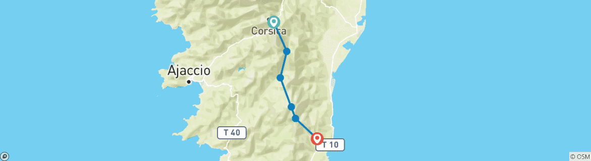 Map of Corsica GR20 South