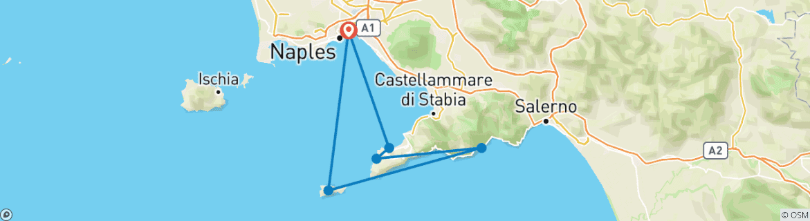 Foto van een kaart met de route van de rondreis