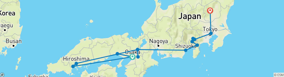 Karte mit der Reiseroute