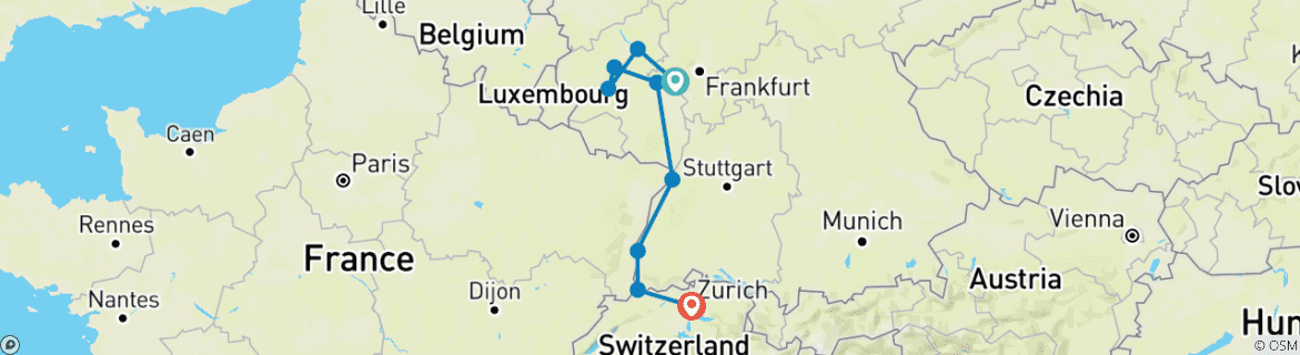 Image d'une carte montrant l'itinéraire du circuit