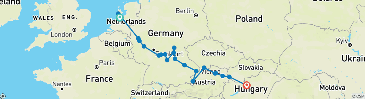 Image d'une carte montrant l'itinéraire du circuit