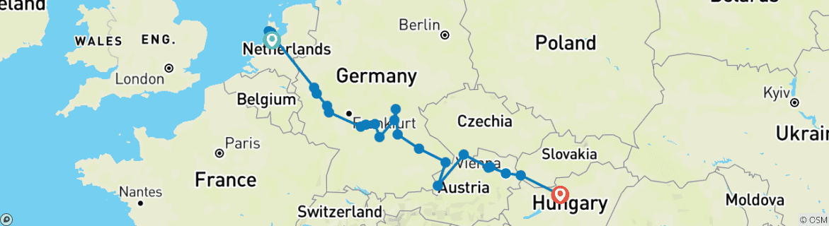 Image d'une carte montrant l'itinéraire du circuit