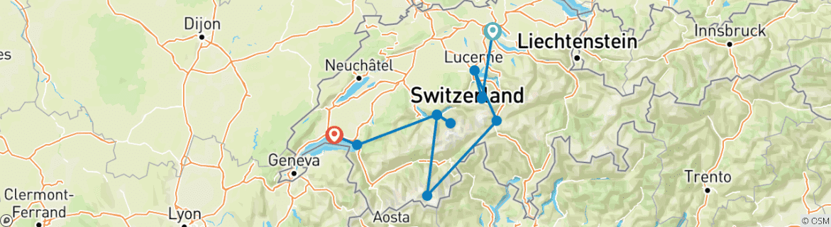 Image d'une carte montrant l'itinéraire du circuit