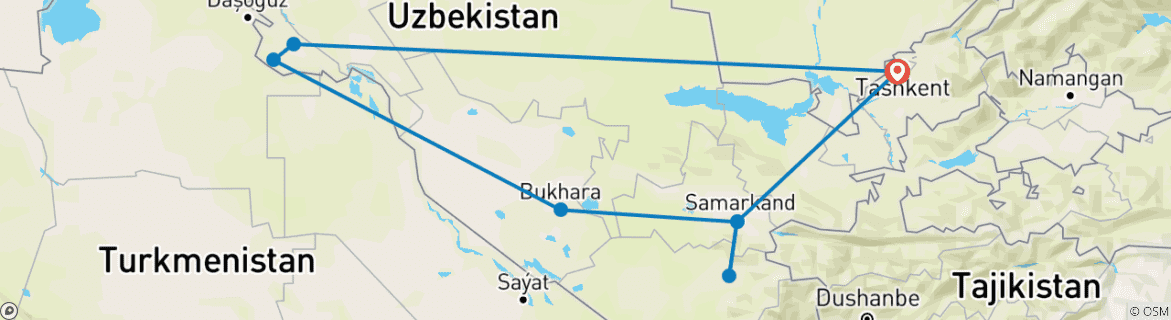 Image d'une carte montrant l'itinéraire du circuit
