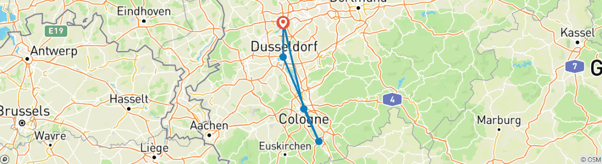 Image d'une carte montrant l'itinéraire du circuit