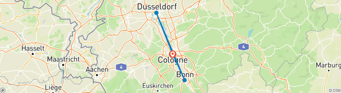 Karte mit der Reiseroute