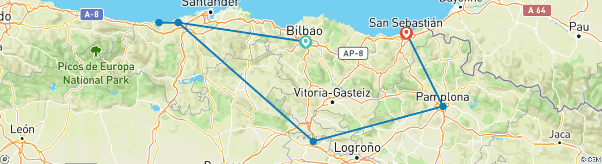 Image d'une carte montrant l'itinéraire du circuit