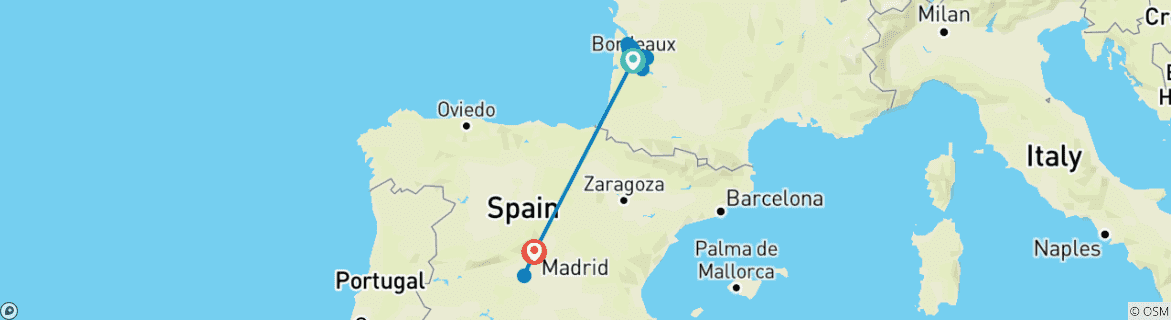 Karte mit der Reiseroute